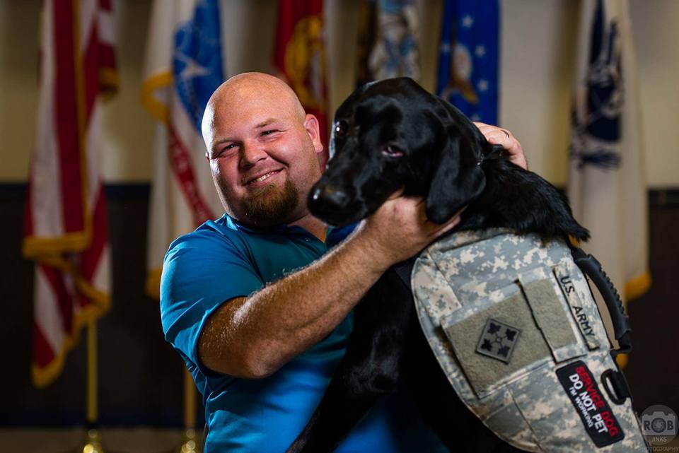 Mike Morrison US Army Vet and his service dog Jud